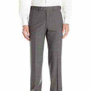 Palm Beach Men’s Stan Double Reverse Pleat Unhemmed Dress Pants, Waist 34R, Gray
